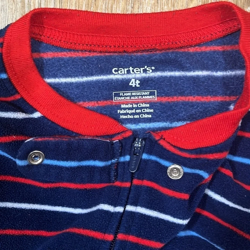 Carter's 4T Onesie Footie Pajamas Pjs Fleece Warm Winter Zip Up EUC - Lot of 2